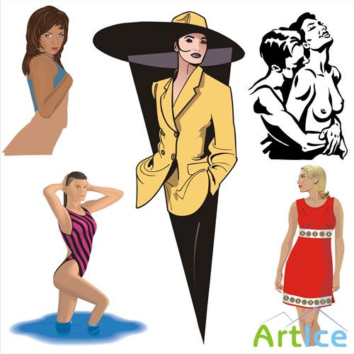 Collection of vector girls