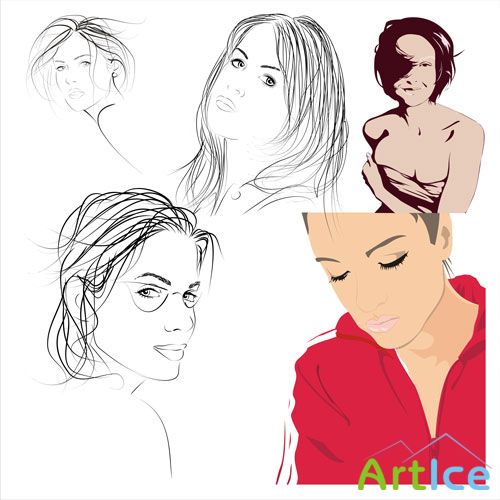 Collection of vector girls