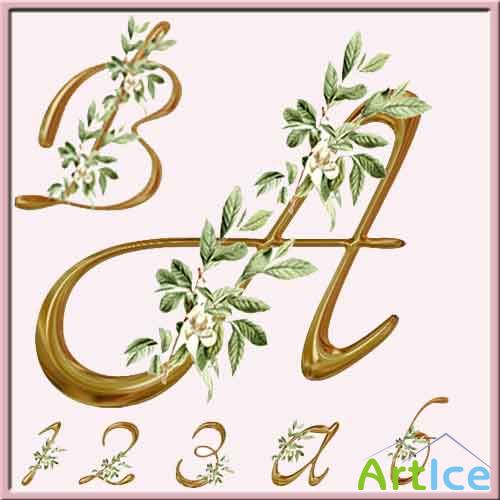 Scrap-kit - Alpha Chrome Gold With Flowers