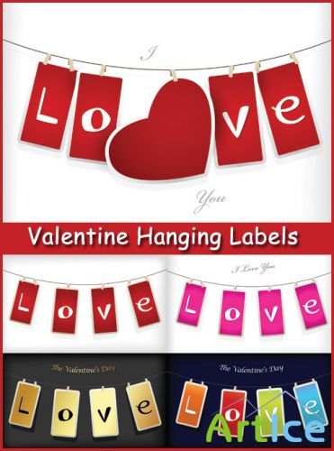 Valentine Hanging Labels - Stock Vectors