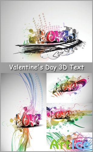 Abstract Valentine's Day 3D Text - Stock Vectors