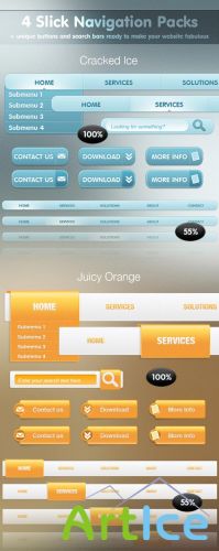 Slick Navigation Packs, Buttons & Search Bars
