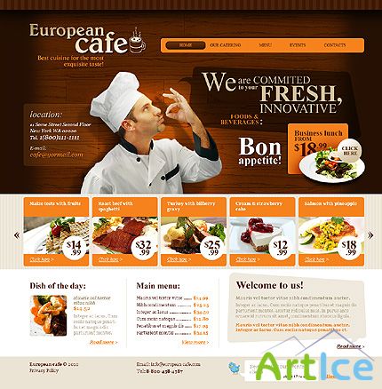 Free European Cafe Website Template