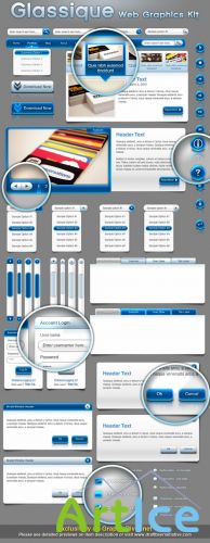 Glassique Blue Web Graphics Kit (GraphicRiver)