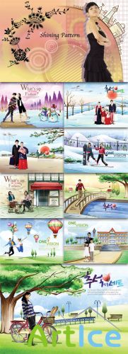 Three series of fashion elements Romantic Love