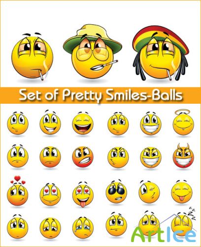 Set of Pretty Smiles-Balls - Stock Vectors