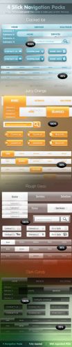 4 Slick Navigation Packs + Buttons & Search Bars - GraphicRiver