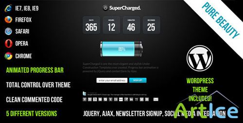 SuperCharged - ThemeForest Under Construction Template + WordPress Theme
