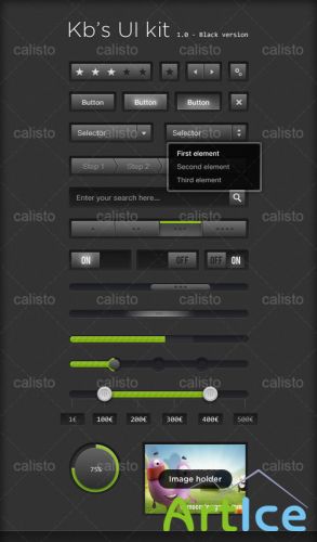 Kbs UI kit 1.0 - Black Version - PSD Template