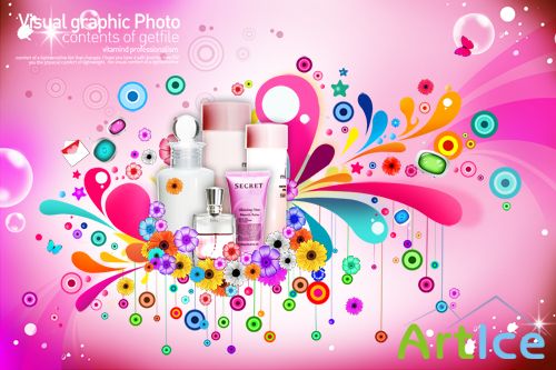 PSD Source - Colorful Fashion Cosmetics Poster