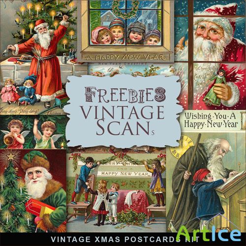 Scrap-kit - Vintage X-mas Postcards #3