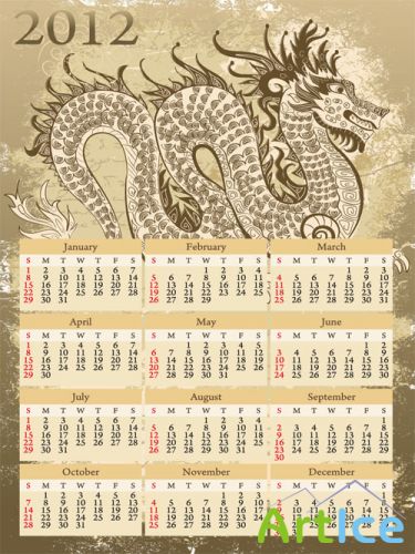 Dragon Calendar Vector