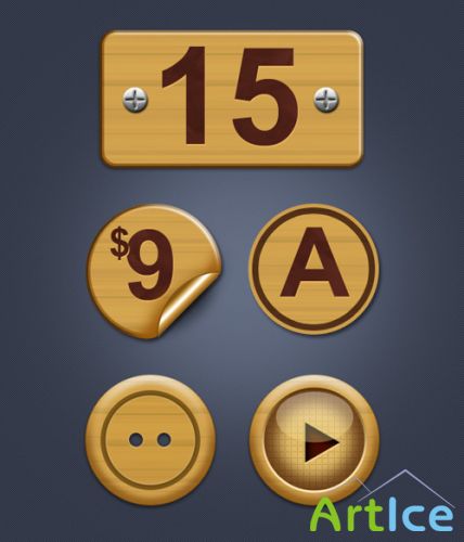 Wooden Graphic Elements PSD