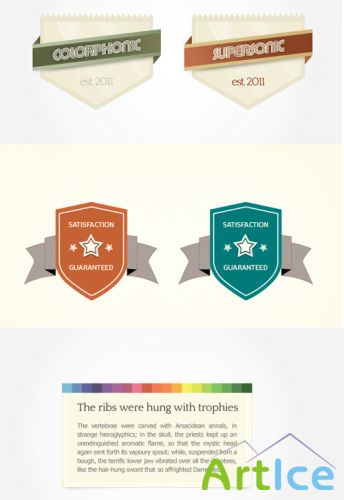 Badge with Ribbons, Content Box PSD