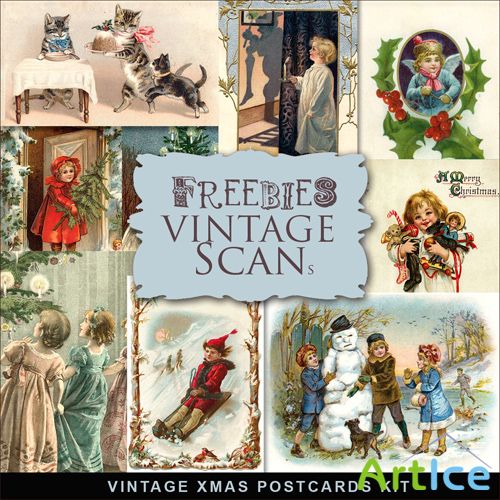 Scrap-kit - Vintage X-mas Postcards #6