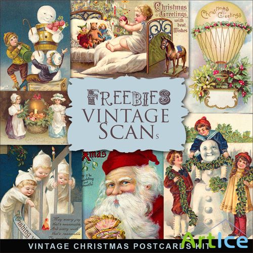 Scrap-kit - Vintage X-mas Postcards #5