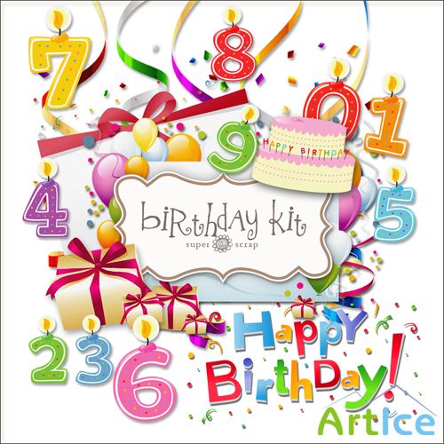 Scrap-kit - Illustrations For Happy Birthday