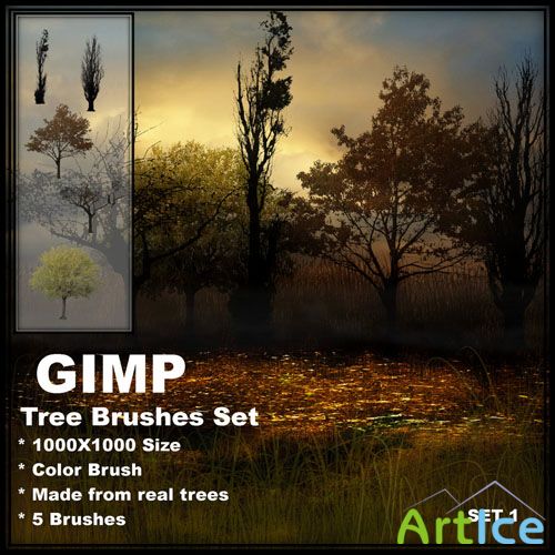 Tree Brushes for GIMP set 1