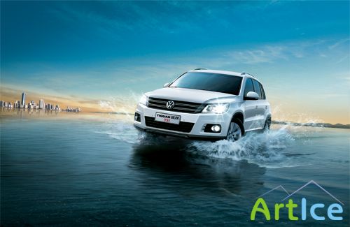 Shanghai Volkswagen Tiguan car ads PSD layered material