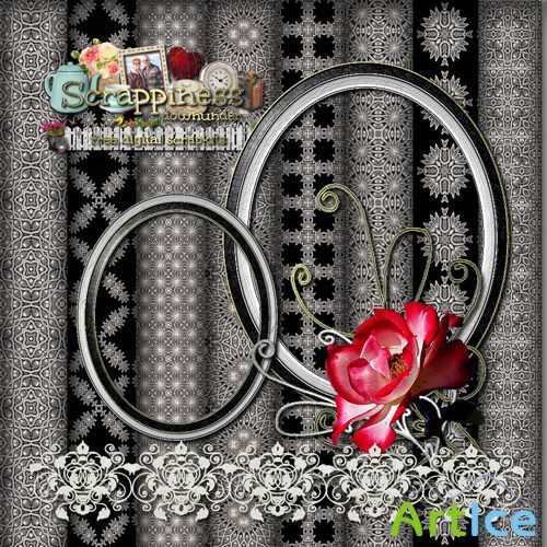 Scrap-set - Elegant Black And White Lace