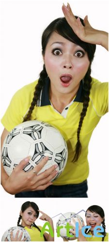 Photo Cliparts - Girl with football ball