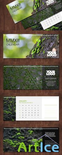 Exclusive Calendar on 2012 Year PSD - Green Leaves