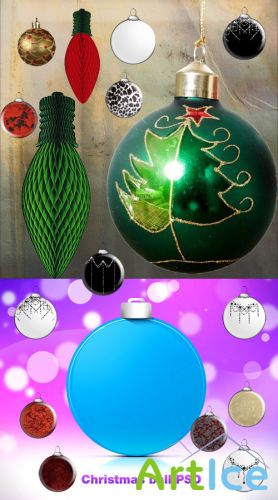 Christmas Light  and balls psd