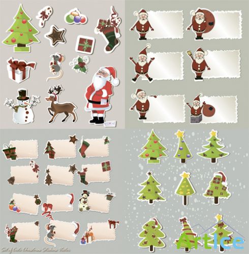 Set of Cute Christmas Stickers Vector