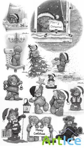 Teddy Christmas Brushes