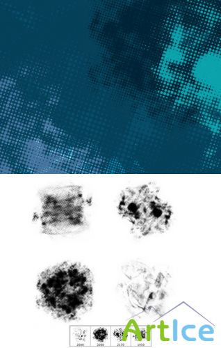 Halftone Grunge Brushes Set for Photoshop