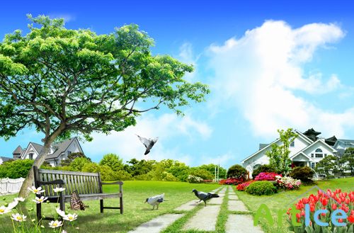 Beautiful garden flowers psd for Photoshop