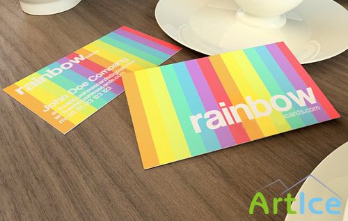 Rainbow Business Card Template for Photoshop