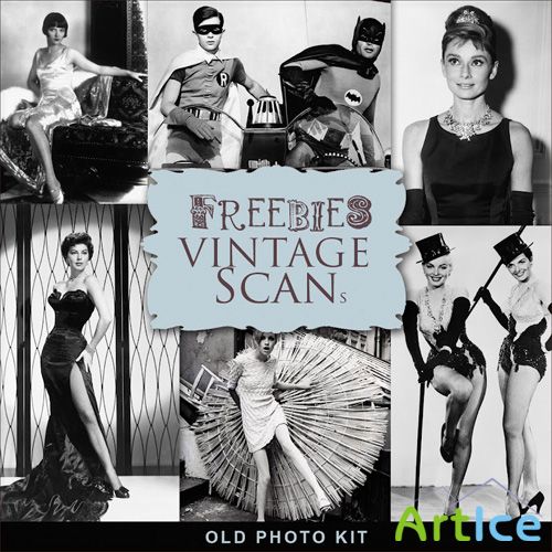 Scrap-Kit Vintage Black And White Photos Of Old