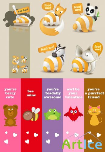 Vector Love Bookmarks and Vector Feed Illustrations