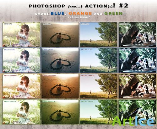 Blue, Orange and Green Photoshop Actions
