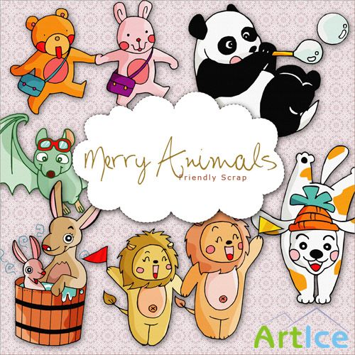 Scrap-kit - Painted Marry Animals