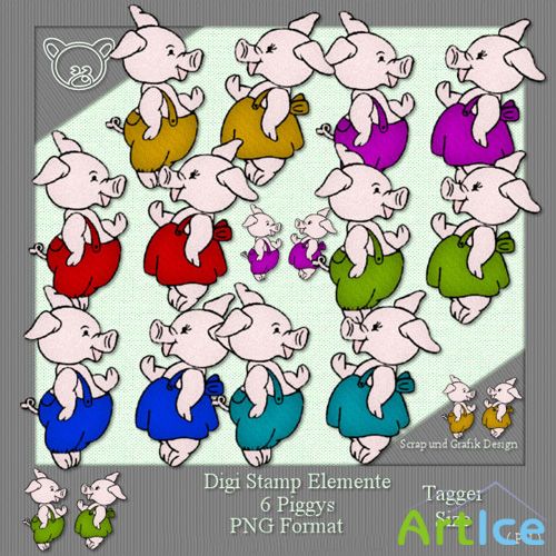 Scrap Set - Digi Stamp Elemente Piggy