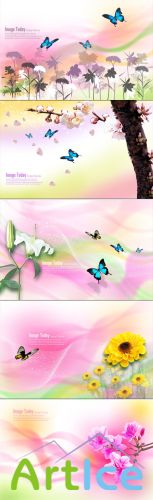 Spring Floral PSD Backgrounds