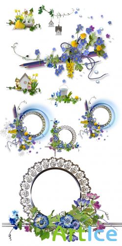 Scrap Set - Nice Clusters and Frames 3 PNG Files