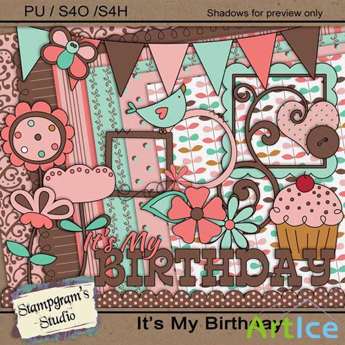 Scrap Set - Its My Birthday PNG and JPG Files
