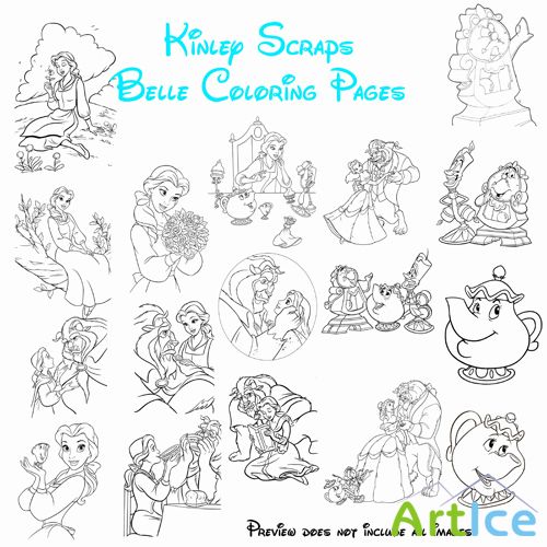 Scrap Set - Belle Coloring Pages
