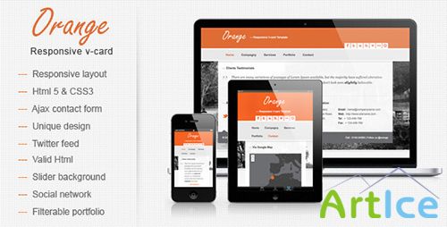 ThemeForest - Orange Responsive V-card Template - RIP
