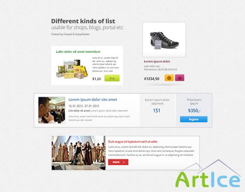 PSD Web Design - Different Kind Of List