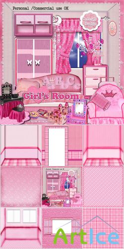 Scrap Set - Girls Room PNG and JPG Files