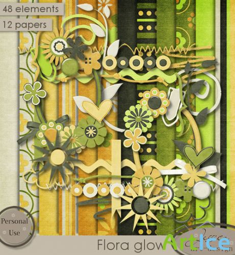 Scrap Set - Flora Glow PNG and JPG Files