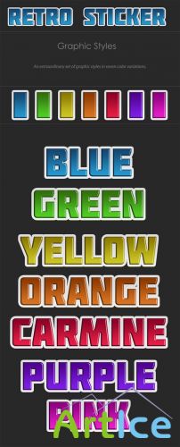 Designtnt - Retro Stickers Text Styles