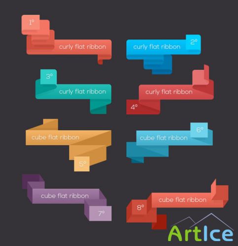 Pixeden - Psd Flat Ribbons Set