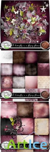 Scrap Set - A Butterfly is a Flying Flower PNG and JPG Files