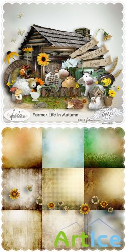 Scrap Set - Farmer Life in Autumn PNG and JPG Files