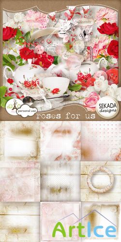 Scrap Kit - Roses for us PNG and JPG Files